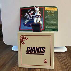 NY Giants 2007 Porcelain Rocking Horse Christmas Ornament - Like New with tags -